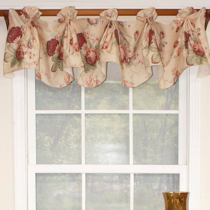 August Grove® Adwick Floral Cotton Scalloped 48'' Window Valance in